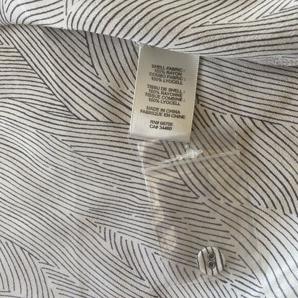 Rebecca Taylor Blouse Womens Sz 10  Cream Gray Kimono Print  Lyocell Flowy NWT - Picture 12 of 14